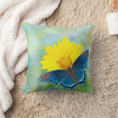 ブルーバタフライ（黄色） クッション (ブランケット)