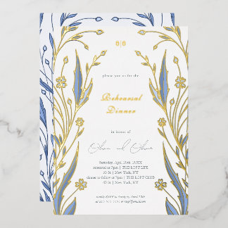 ブルーバターカップリハーサルディナー 箔招待状