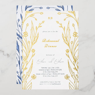 ブルーバターカップリハーサルディナー 箔招待状