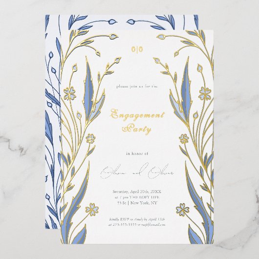 ブルーバターカップ 箔招待状 (正面/裏面)