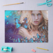 ブルーバターフライ美しい付き自然 薄葉紙 (クラフト)