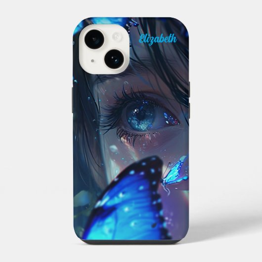 ブルーバターフリース iPhoneケース (裏面)