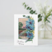 ブルーバチェラーズボタン誕生日 ポストカード (スタンド正面)