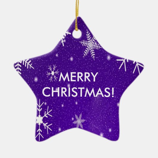 ブルーバックグラウンドの雪片 セラミックオーナメント (正面)