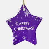 ブルーバックグラウンドの雪片 セラミックオーナメント (左)