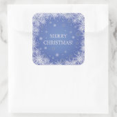 ブルーバックグラウンドクリスマスに白い雪 スクエアシール (バッグ)