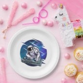 ブルーバックグラウンド宇宙飛行士DJミュージック宇宙 ペーパープレート (パーティー)