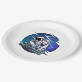 ブルーバックグラウンド宇宙飛行士DJミュージック宇宙 ペーパープレート (アングル)