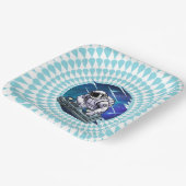 ブルーバックグラウンド宇宙飛行士DJミュージック宇宙 ペーパープレート (傾斜あり)