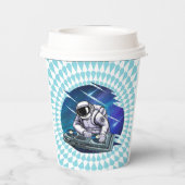 ブルーバックグラウンド宇宙飛行士DJミュージック宇宙 紙コップ (裏面)
