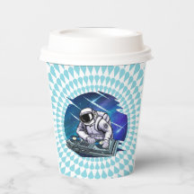 ブルーバックグラウンド宇宙飛行士DJミュージック宇宙