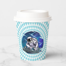 ブルーバックグラウンド宇宙飛行士DJミュージック宇宙 紙コップ
