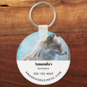 ブルーバックグランドビジネスでかわいいフグランジラリーキツネ キーホルダー (正面)