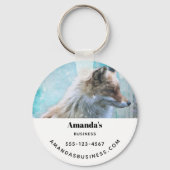 ブルーバックグランドビジネスでかわいいフグランジラリーキツネ キーホルダー (裏面)