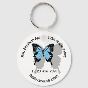 ブルーバックバタフライホームまたはビジネス連絡クー キーホルダー