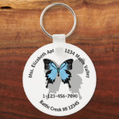 ブルーバックバタフライホームまたはビジネス連絡クー キーホルダー (正面)