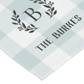 ブルーバッファローチェックファミリーモノグラム |農家 ショートテーブルランナー (コーナー)