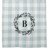 ブルーバッファローチェックモノグラム |ファームハウスバスルーム シャワーカーテン (正面)