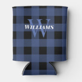 ブルーバッファローチェック名&イニシャル 缶クーラー (正面)