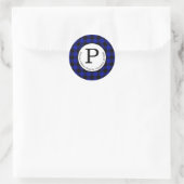 ブルーバッファローチェック差出人住所ラベル ラウンドシール (バッグ)