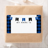 ブルーバッファロープレイドこんにちは私の名前は名前タグ ラベル (インサイチュ)