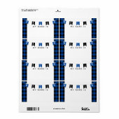 ブルーバッファロープレイドこんにちは私の名前は名前タグ ラベル (フルシート)