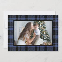 ブルーバッファロープレイドクリスマスフォトホリデーカード シーズンカード