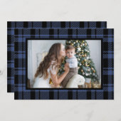 ブルーバッファロープレイドクリスマスフォトホリデーカード シーズンカード (正面/裏面)