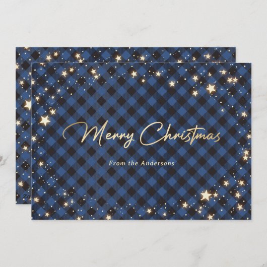 ブルーバッファロープレイドスタークリスマスカード シーズンカード (正面/裏面)