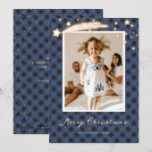 ブルーバッファロープレイドスターフォトクリスマスカード シーズンカード (正面/裏面)