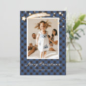 ブルーバッファロープレイドスターフォトクリスマスカード シーズンカード (スタンド正面)