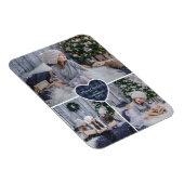 ブルーバッファロープレイドハート写真メリークリスマス マグネット (右側)