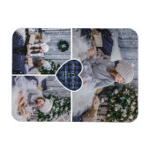 ブルーバッファロープレイドハート写真メリークリスマス マグネット (横)