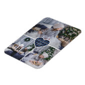 ブルーバッファロープレイドハート写真メリークリスマス マグネット (左側)