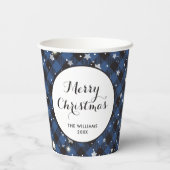 ブルーバッファロープレイドファミリークリスマスパーティー 紙コップ (裏面)