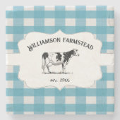 ブルーバッファロープレイドファームカウストーンコースター ストーンコースター (正面)