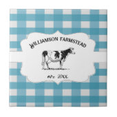 ブルーバッファロープレイドファームカウデコレーション タイル (正面)