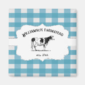 ブルーバッファロープレイドファームカウマグネット マグネット (正面)