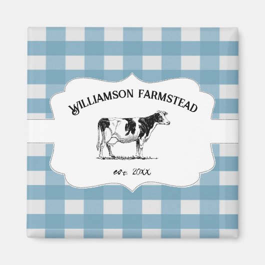 ブルーバッファロープレイドファームカウマグネット マグネット (正面)