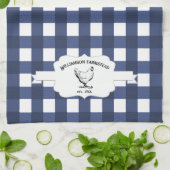 ブルーバッファロープレイドファームチキンキッチンタオル キッチンタオル (折り畳み)