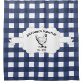 ブルーバッファロープレイドファームチキンシャワーカーテン シャワーカーテン (正面)