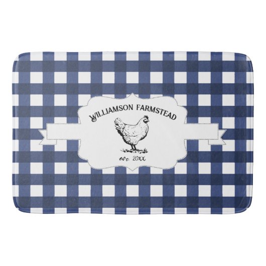 ブルーバッファロープレイドファームチキンバスマット バスマット (正面)