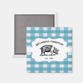 ブルーバッファロープレイドファームピグマグネット マグネット (正面/裏面)