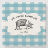 ブルーバッファロープレイドファームピッグストーンコースター ストーンコースター (正面)