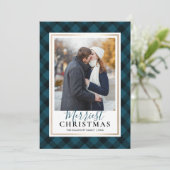 ブルーバッファロープレイドメリースクリスマス写真 シーズンカード (スタンド正面)