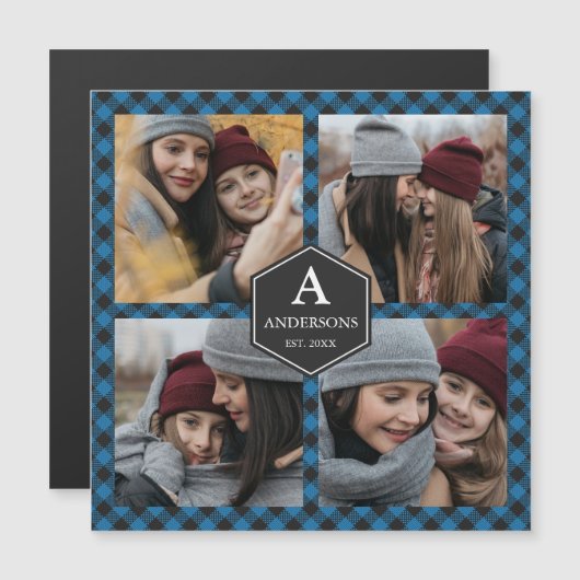 ブルーバッファロープレイドランバージャックファミリーフォトコラージュ (正面/裏面)