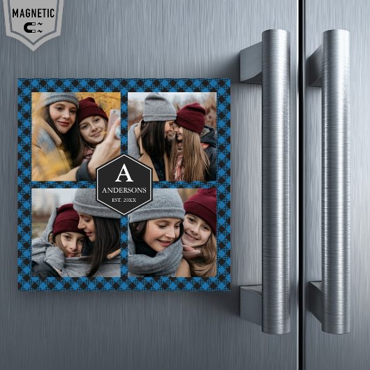 ブルーバッファロープレイドランバージャックファミリーフォトコラージュ