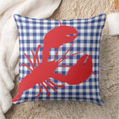 ブルーバッファロープレイドレッドロブスターファミリー懇親会文字 クッション (ブランケット)