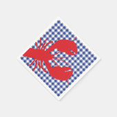 ブルーバッファロープレイドレッドロブスターファミリー懇親会文字 スタンダードカクテルナプキン (角)