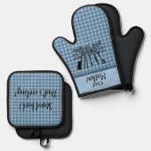 ブルーバッファロープレイド父の日 – シェフ 鍋つかみ&鍋敷きセット (正面/裏面)